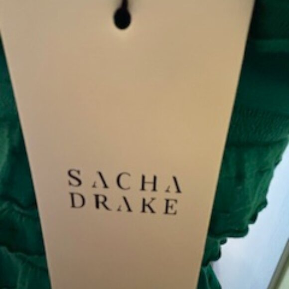 Green cotton knit Sacha Drake ruffled maxi dress size 16 - Picture 6 of 6